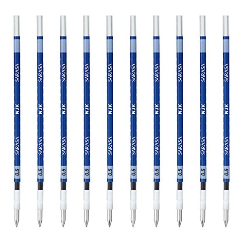 Zebra BRNJK5BL Prefer Sarasa NJK-0.5 Ballpoint Pen Refills, Blue, 10 Pieces