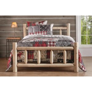 castlecreek cedar log queen bed with headboard and footboard, rustic natural unfinished wooden bed frames