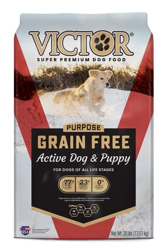 Victor Super Premium Dog Food – Grain Free Active Dog & Puppy – Dry Dog Food with 33% Protein, Gluten Free - for High Energy Dogs, 30lbs