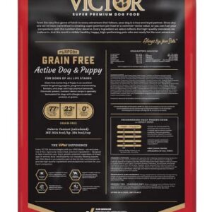 Victor Super Premium Dog Food – Grain Free Active Dog & Puppy – Dry Dog Food with 33% Protein, Gluten Free - for High Energy Dogs, 30lbs