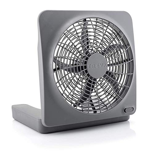 Treva 10-Inch Portable Desktop Air Circulation Battery Fan, 2 Speed, Compact Folding & Tilt Design, with AC Adapter (Graphite)