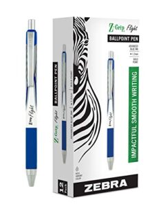 zebra pen z-grip flight retractable ballpoint pen, bold point, 1.2mm, blue ink, 12-count