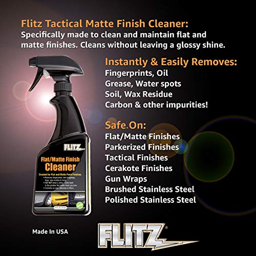 Flitz FM 11506 Flat Matte Finish Cleaner, 16 oz. Spray Bottle , Black