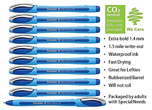 Schneider Slider Memo, Stick, Extrabold, 10 Pack, Blue (STW150203)