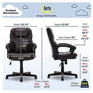 Serta Manager Office, Ergonomic Computer Chair with Layered Body Pillows Contoured Lumbar Zone, Faux Leather, Roasted Chestnut Brown