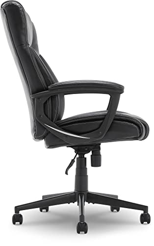 Serta Executive High Back Office Chair with Lumbar Support Ergonomic Upholstered Swivel Gaming Friendly Design, Bonded Leather, Black
