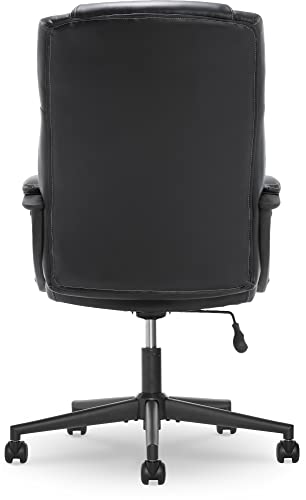 Serta Executive High Back Office Chair with Lumbar Support Ergonomic Upholstered Swivel Gaming Friendly Design, Bonded Leather, Black