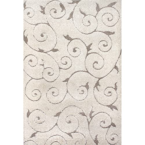 nuLOOM Maisha Contemporary Shag Area Rug, 7x9, Cream