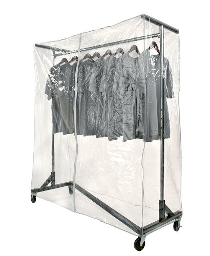 JOMAHMA Commercial Grade Garment Black Base Z-Rack with Cover Supports & Vinyl Cover