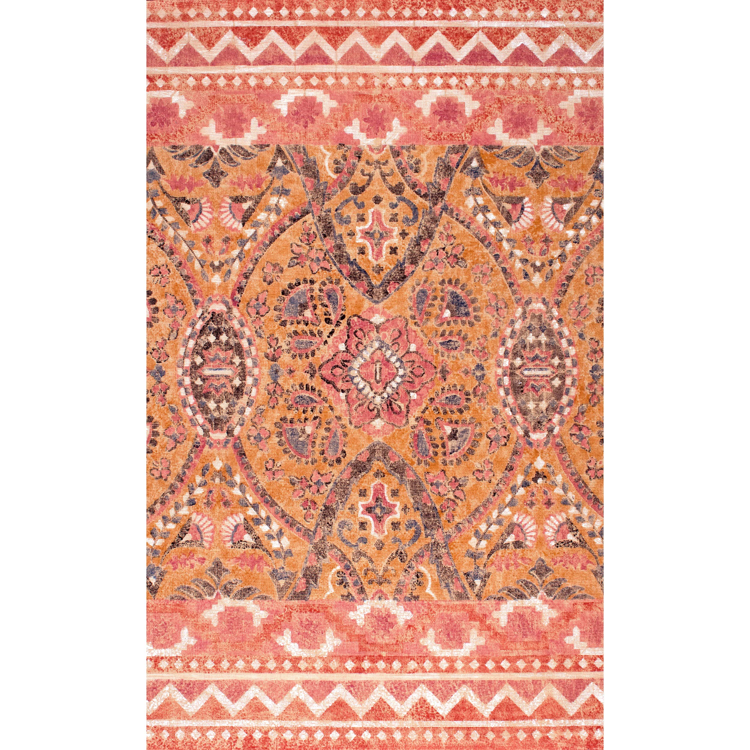 nuLOOM Machine Woven Dara Suzani Jute Area Rug, 8x10, Orange