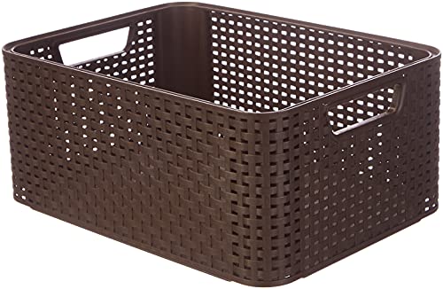 Curver Style M - Storage Boxes & Baskets (Storage Basket, Brown, Rattan, Monotone, Bathroom, Bedroom)