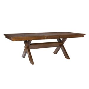 powell kraven dining table, dark hazelnut finish