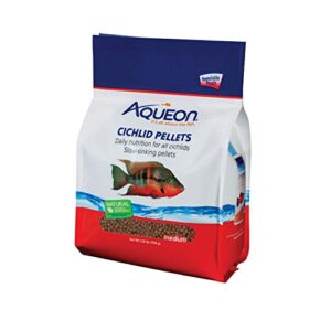 aqueon cichlid slow sinking fish food pellets, medium size, 25 ounce