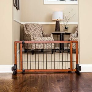 Carlson 70-Inch Wide Adjustable Freestanding Pet Gate, Premium Wood,Brown