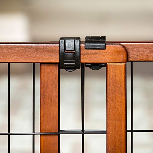 Carlson 70-Inch Wide Adjustable Freestanding Pet Gate, Premium Wood,Brown