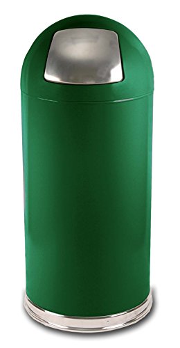 Witt Industries 15DTSGN Push Top Standard Receptacle, Steel, 15 gal, Spruce Green