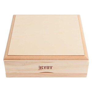 ryot 7x7 solid top screen box in natural | wide wooden box perfect for sifter - monofilament mesh screen - glass base tray - prep card - storage divider