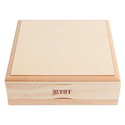 RYOT 7x7 Solid Top Screen Box in Natural | Wide Wooden Box Perfect for Sifter - Monofilament Mesh Screen - Glass Base Tray - Prep Card - Storage Divider