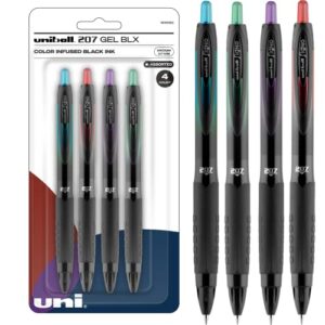 uni-ball 207 blx infusion retractable gel pens, medium point (0.7mm), assorted colors, 4 count