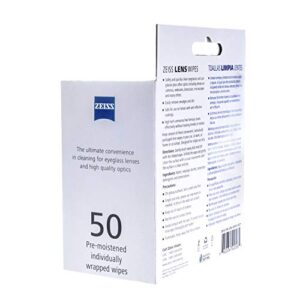 Zeiss Pre-Moistened Lens Cleaning Wipes - Cleans Bacteria, Germs and Without Streaks for Eyeglasses and Sunglasses - (50 Count)