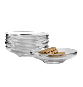 pasabahce premium clear glass plate saucers set of 6, safe in microwave, great for servicing cookies, snacks, fruits, coffee, and tea cups, housewarming idea