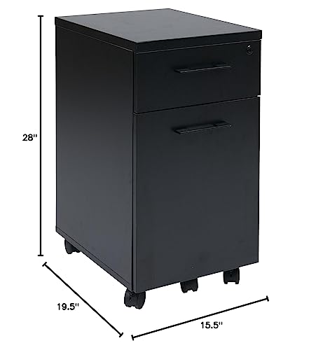 Pro-Line II/OSP Designs PRD3085-BLK Prado Mobile File in with Hidden Drawer and Castors, Black