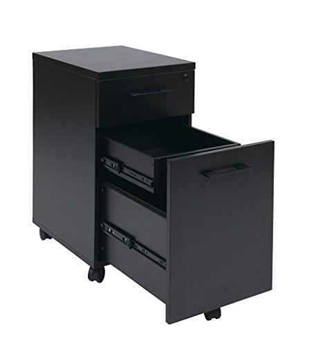 Pro-Line II/OSP Designs PRD3085-BLK Prado Mobile File in with Hidden Drawer and Castors, Black