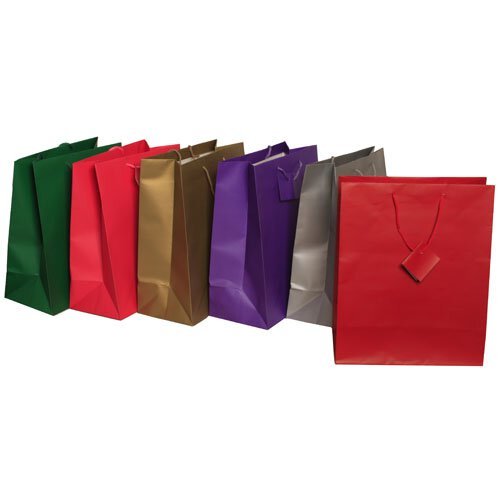 JAM Paper Gift Bags with Rope Handles - Large Horizontal - 16 x 12 x 6 - Black Matte - Sold Individually