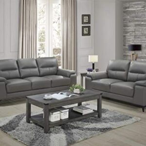 Homelegance 67" Leather Loveseat, Dark Gray