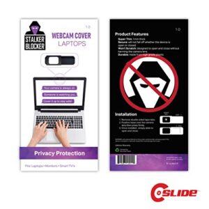 C-SLIDE 1.0 Webcam Cover Slide | Sliding Laptop Camera Blocker | 1.5” x 0.5” by 1.5mm Thin | Camera Blocker for Computers, Tablets, Echos, Chromebook & More | Make Security a Priority | Black