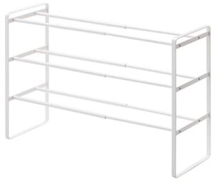 yamazaki 7555 extendable shoe rack, frame, 3 tiers, white