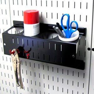 Wall Control Pegboard Spray Can Holder Bracket and Aerosol Can Organizer for Wall Control Pegboard and Slotted Tool Board – Black