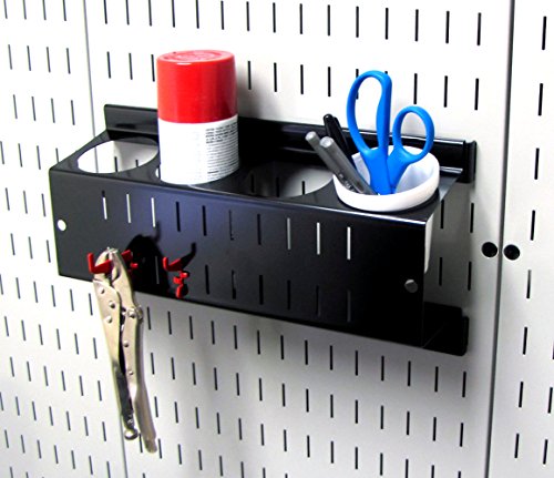 Wall Control Pegboard Spray Can Holder Bracket and Aerosol Can Organizer for Wall Control Pegboard and Slotted Tool Board – Black