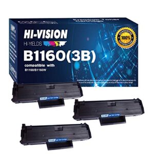 hi-vision hi-yields compatible b1160 1160 331-7335 (yk1pm, hf442) 3 pack black toner cartridge replacement for b1160,b1160w,b1163w,b1165nfw