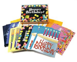 stonehouse collection 24 pack birthday card assortment of 5x7 cards - boxed set of 24 cards & envelopes - blank birthday cards - great for office birthdays -usa made