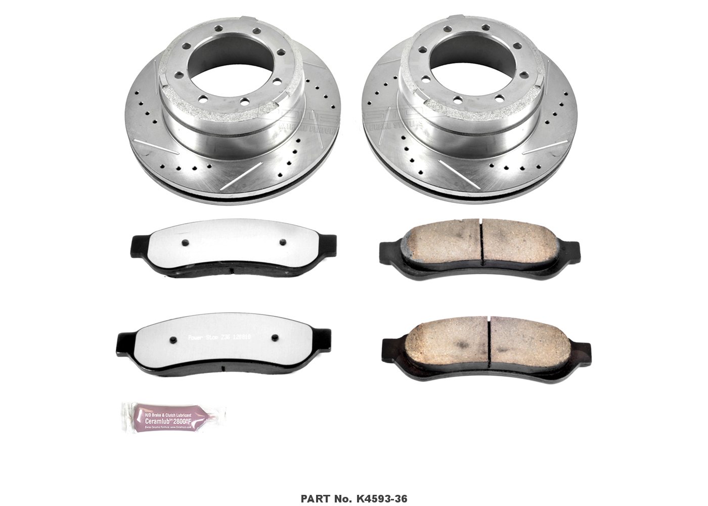 Power Stop K4593-36 Rear Z36 Truck & Tow Brake Kit, Carbon Fiber Ceramic Brake Pads and Drilled/Slotted Brake Rotors