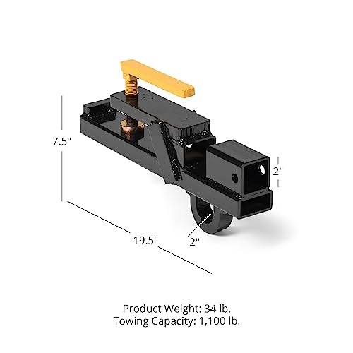 Titan Attachments Clamp-On Tractor Bucket Hitch Receiver Adapter with Chain Hook Lifting Carrying Ring, 2" Receiver Fit, 1100 LB Towing Capacity, Compatible with 2" Front Bucket Lips