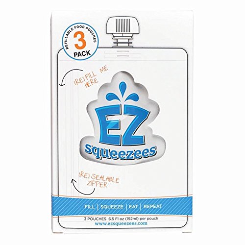 EZ Squeezees Refillable Food Pouches,sold in pack of 3. 3 pouches each, 6.5 fl oz