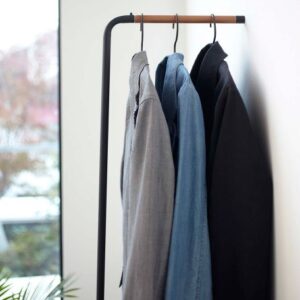 Yamazaki Home Leaning Slim Hanger, Space Saving | Steel | Coat Rack, One Size, Black