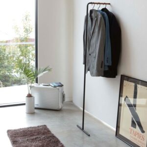 Yamazaki Home Leaning Slim Hanger, Space Saving | Steel | Coat Rack, One Size, Black