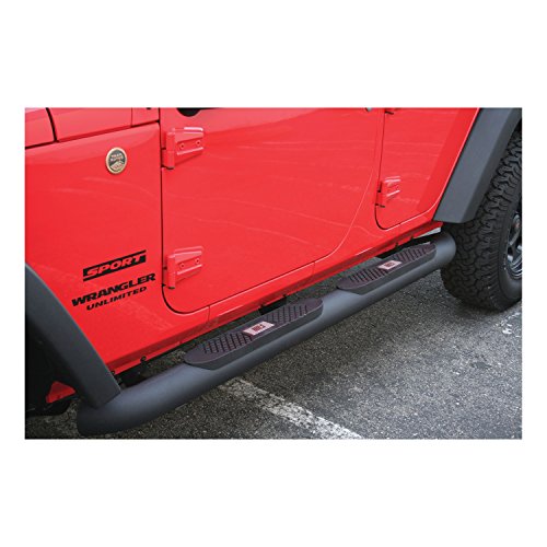 ARIES AL231007 Big Step 4-Inch Round Black Aluminum Nerf Bars, Select Jeep Wrangler JK