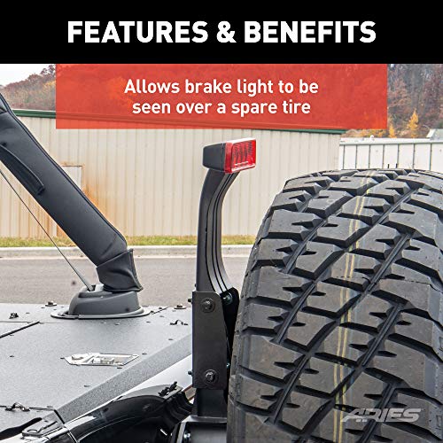 ARIES 256TBL Spare Tire Carrier Third Brake Light Extension Bracket, Select Jeep Wrangler JK