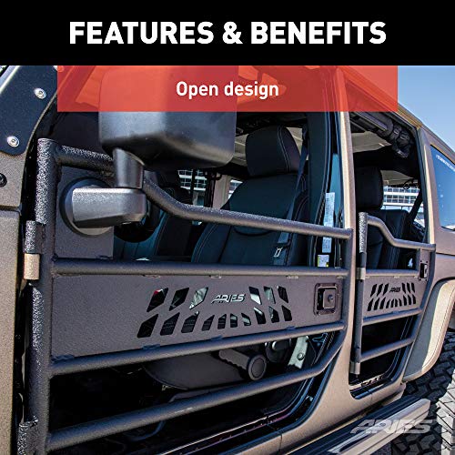 ARIES AR15009 Black Aluminum Front Jeep Wrangler JK Tube Half Doors