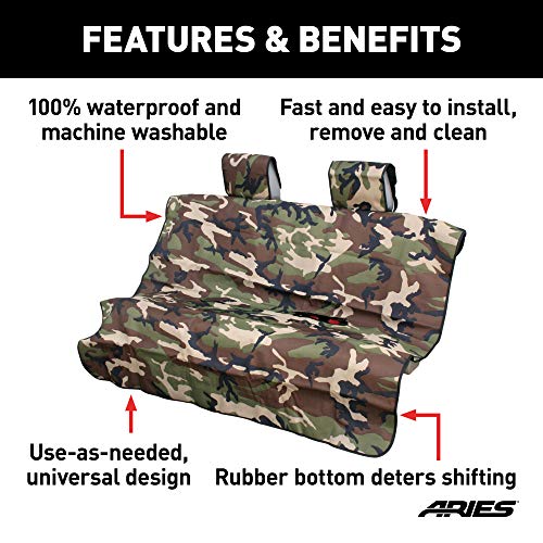 ARIES 3146-20 Seat Defender 58-Inch x 55-Inch Camo Waterproof Universal Bench Car Seat Cover Protector