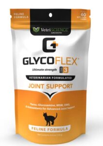 vetriscience glycoflex 3 maximum strength hip and joint supplement with glucosamine for cats - dmg, msm & green lipped mussel