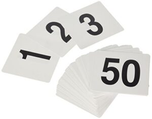 new star foodservice 23176 1 to 50-double side plastic table numbers, 4 by 4 black on, white