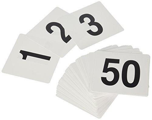 New Star Foodservice 23176 1 to 50-Double Side Plastic Table Numbers, 4 by 4 Black on, White