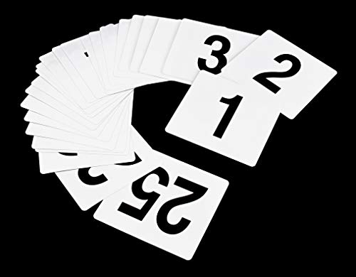 New Star Foodservice 23114 1-25 Double Sided Table Numbers, 4" x 4" Inch, White