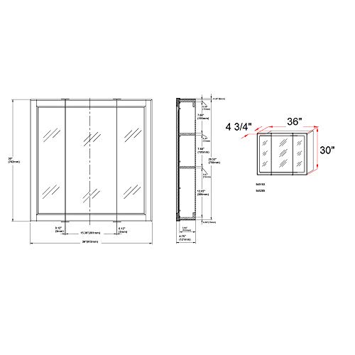 DESIGN HOUSE DHI 545285 3-Door OAK TRIVIEW MED CABINET Honey Oak, 36" W x 30" H