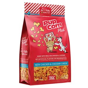 pupcorn plus puffed dog treats w/ prebiotic & probiotics, cheese, 14.5 oz (pack of 1)